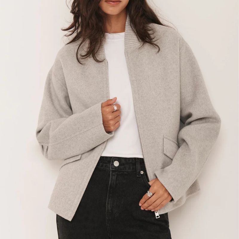 Mint Velvet , Grey Minimalist Wool Jacket