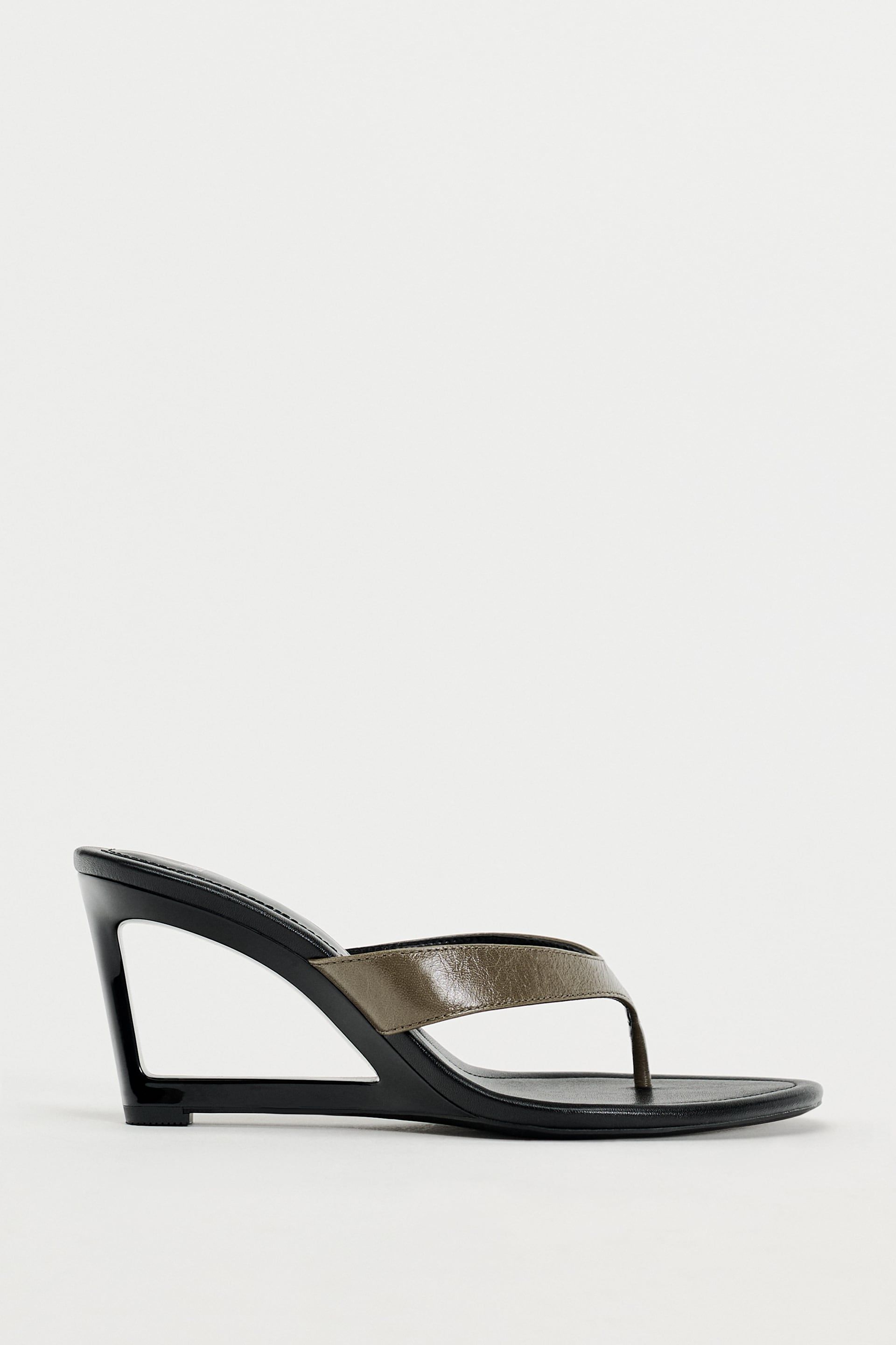 Geometric Leather Wedge Sandals