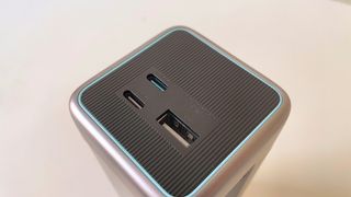 Close up of the ports on the CUKTECH 20 portable charger