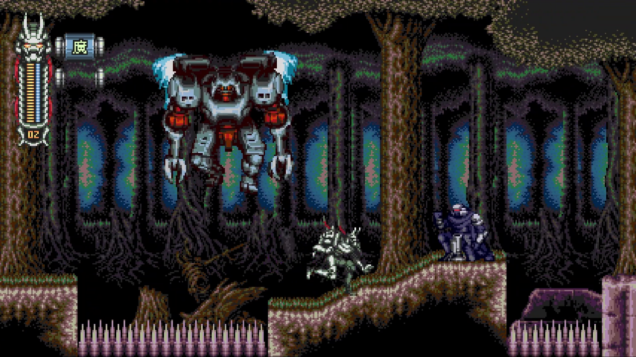 An image of 16-bit style action platformer Vengeful Guardian: Moonrider