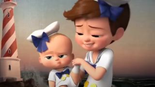 The boss baby in a sailor outfit with his older brother in The Boss Baby