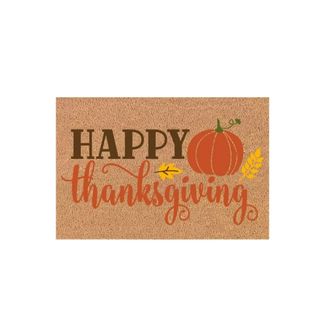 Happy Thanksgiving Door Mat with a pumpkin