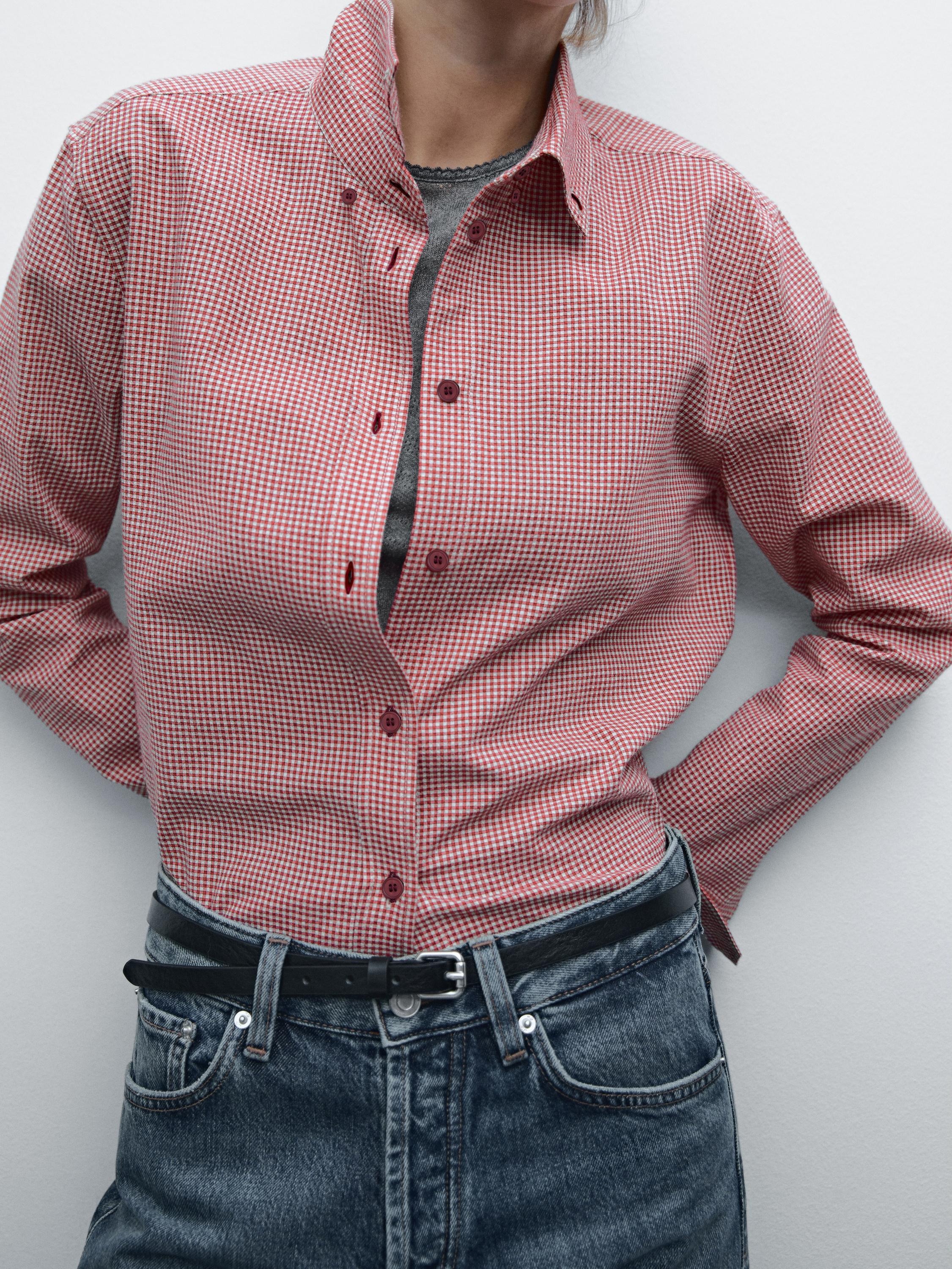 Massimo Dutti, Cotton Blend Check Shirt