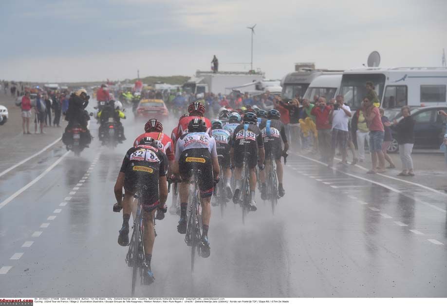 Stage 2 of the Tour de France was battered by the elements