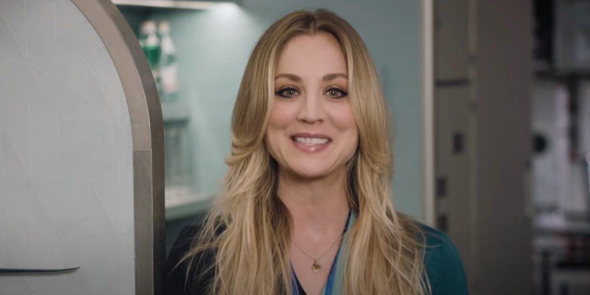 kaley cuoco&#039;s cassie bowden smiling in the flight attendant promo video