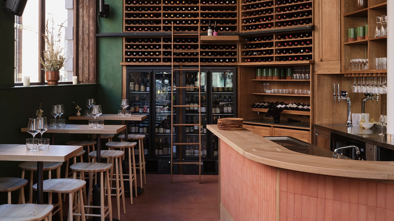 A bar with an extensive wine cellar