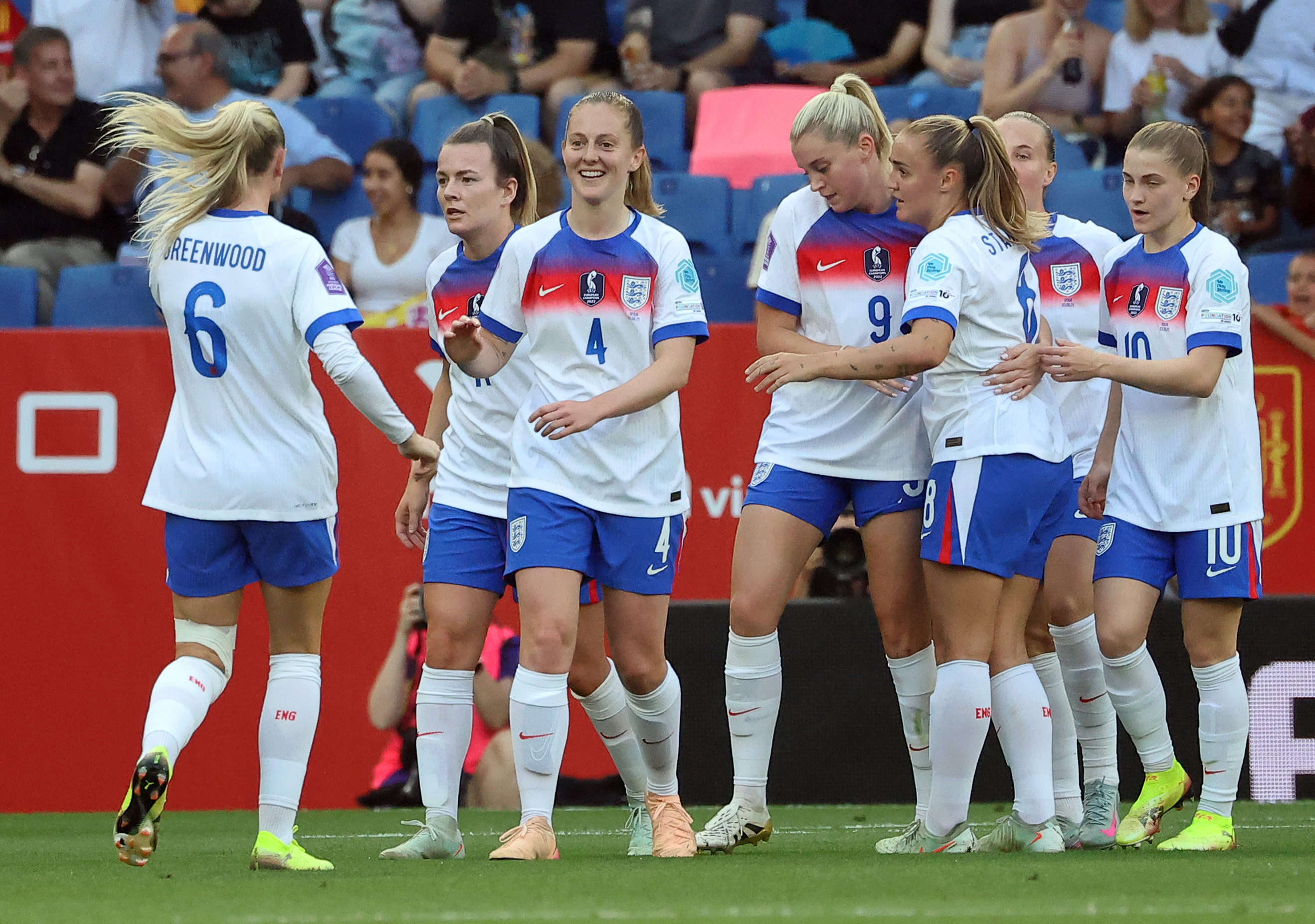 England Women in action against Spain in June 2025