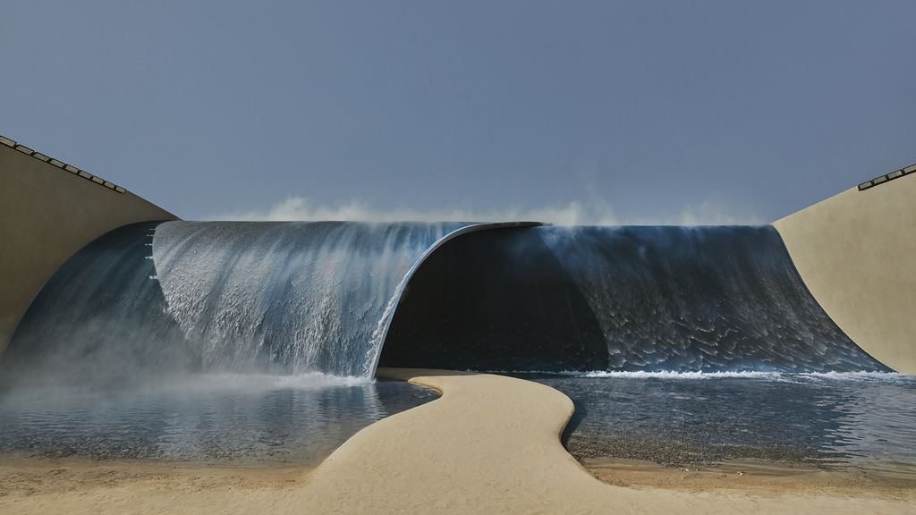 runway set design with 'tidal wave'