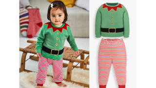 JoJo Maman Bebe Kids' Christmas Elf Jersey Pyjamas