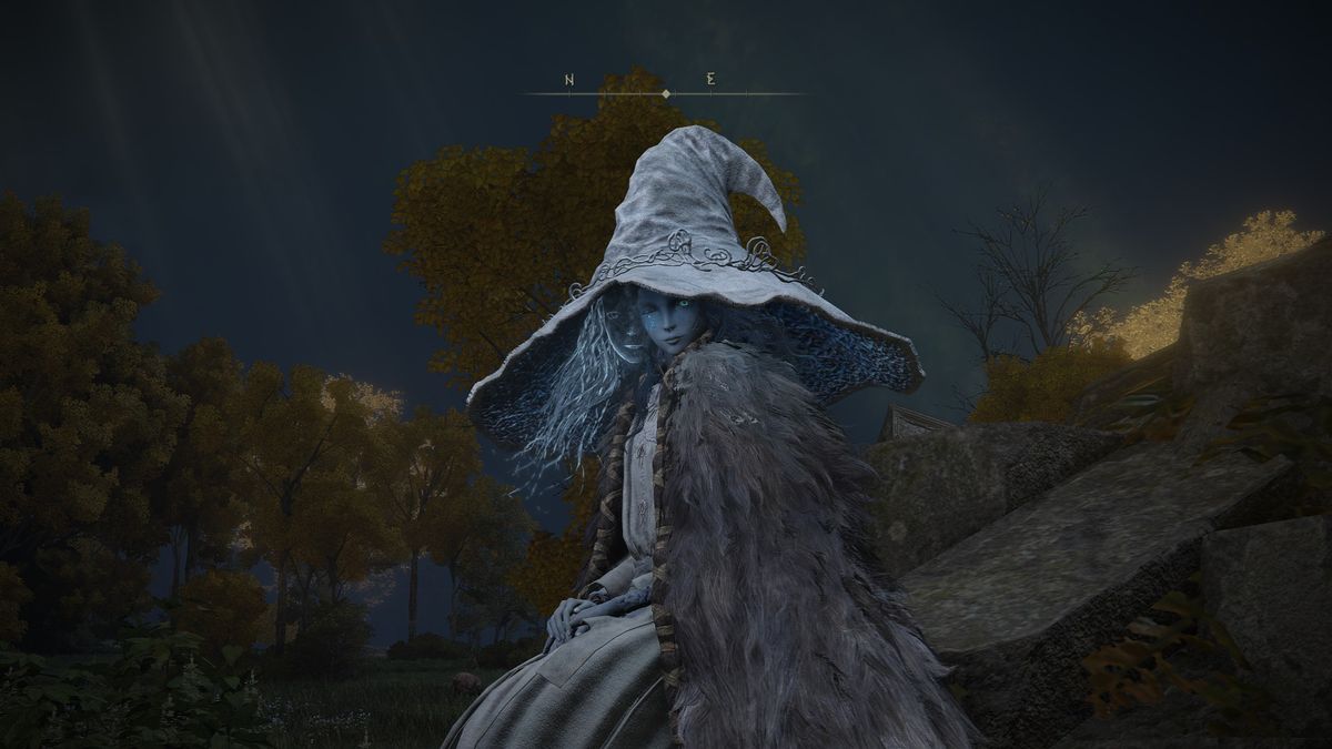 Elden Ring - Renna sitting on the wall at the Church of Elleh