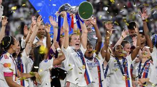 Lyon Women, Champions League winners, Ada Hegerberg celebrating, 2022