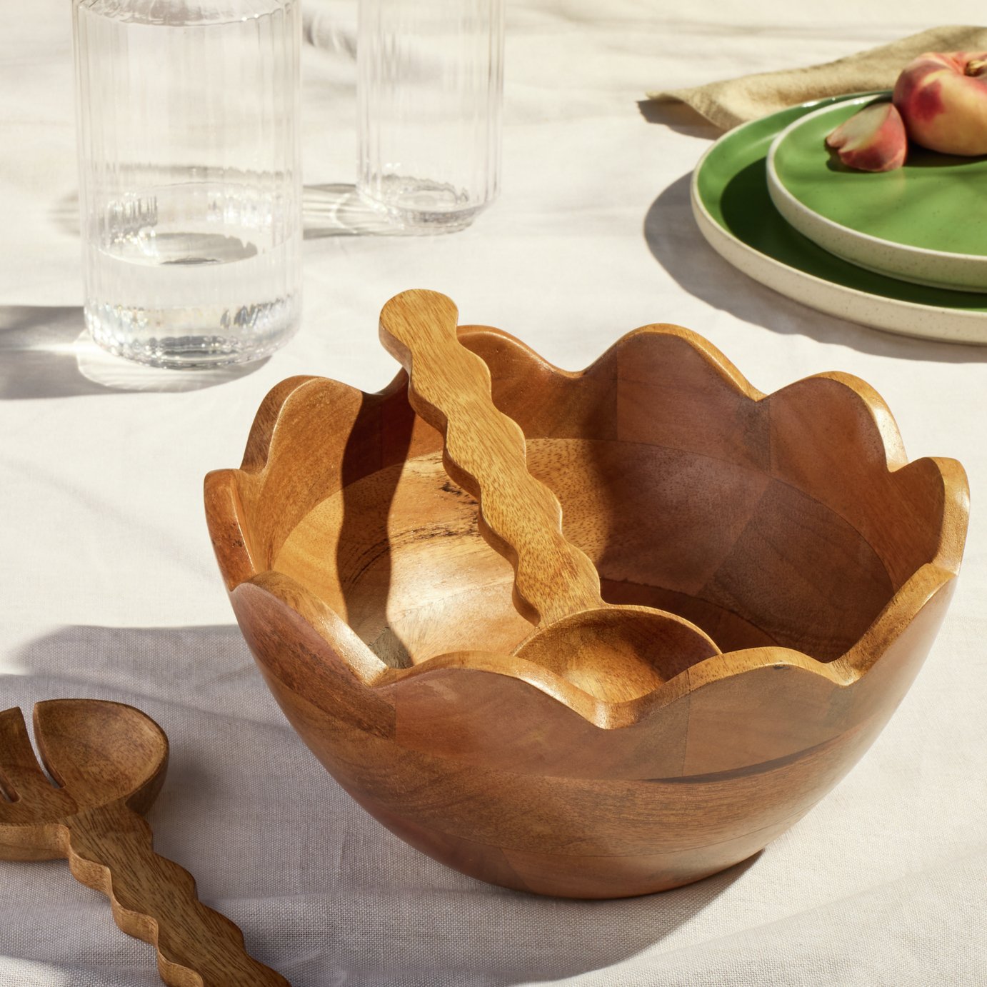 Habitat Wooden Scalloped Salad Bowl