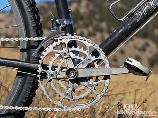 Weight reduction was the defining theme of the time with companies resorting to all sorts of strategies to do so. These TIG-welded Le Créme hollow titanium crankarms supposedly weigh just 297g for the pair.