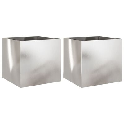 Vidaxl Planters 2 Pcs Silver 49x47x46 Cm Stainless Steel
