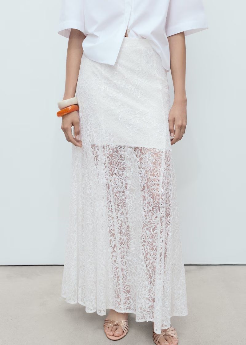 MANGO, Long Lace Skirt