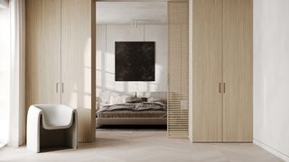 A bedroom split with wall dividers