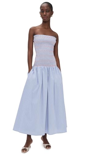 Line &amp; Dot Women's Eleni Smocked Dress, Blue Multi, M