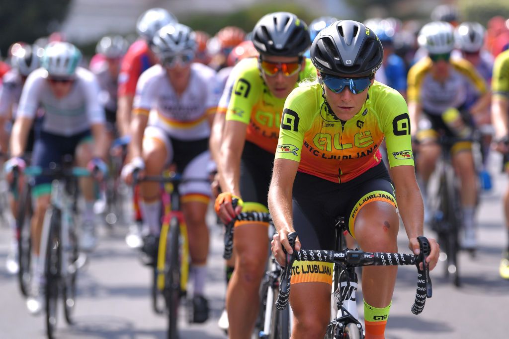 TERRACINA ITALY SEPTEMBER 15 Ursa Zigart of Slovenia and Team Ale BTC Ljubljana during the 31st Giro dItalia Internazionale Femminile 2020 Stage 5 a 1103km stage from Terracina to Terracina GiroRosaIccrea GiroRosa on September 15 2020 in Terracina Italy Photo by Luc ClaessenGetty Images