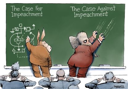 Political Cartoon U.S. Case Against Impeachment GOP Nails On Chalkboard