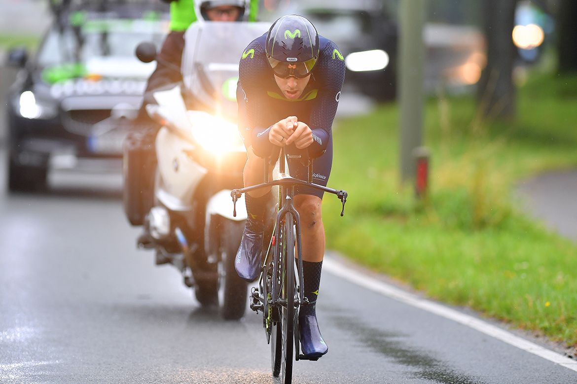 Multiple British time trial champion Alex Dowsett was out early on