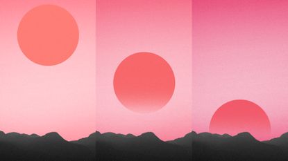Triptych of a setting sun