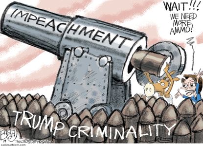 Political Cartoon U.S. Democrats Impeachment Loaded Cannon Pelosi