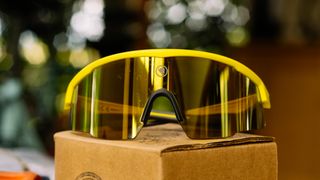 a yellow pair of endura shumba II cycling glasses
