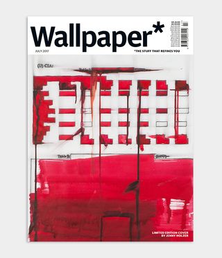 Artist Jenny Holzer Wallpaper* magazine cover design based on her red redaction paintings for July 2017 issue