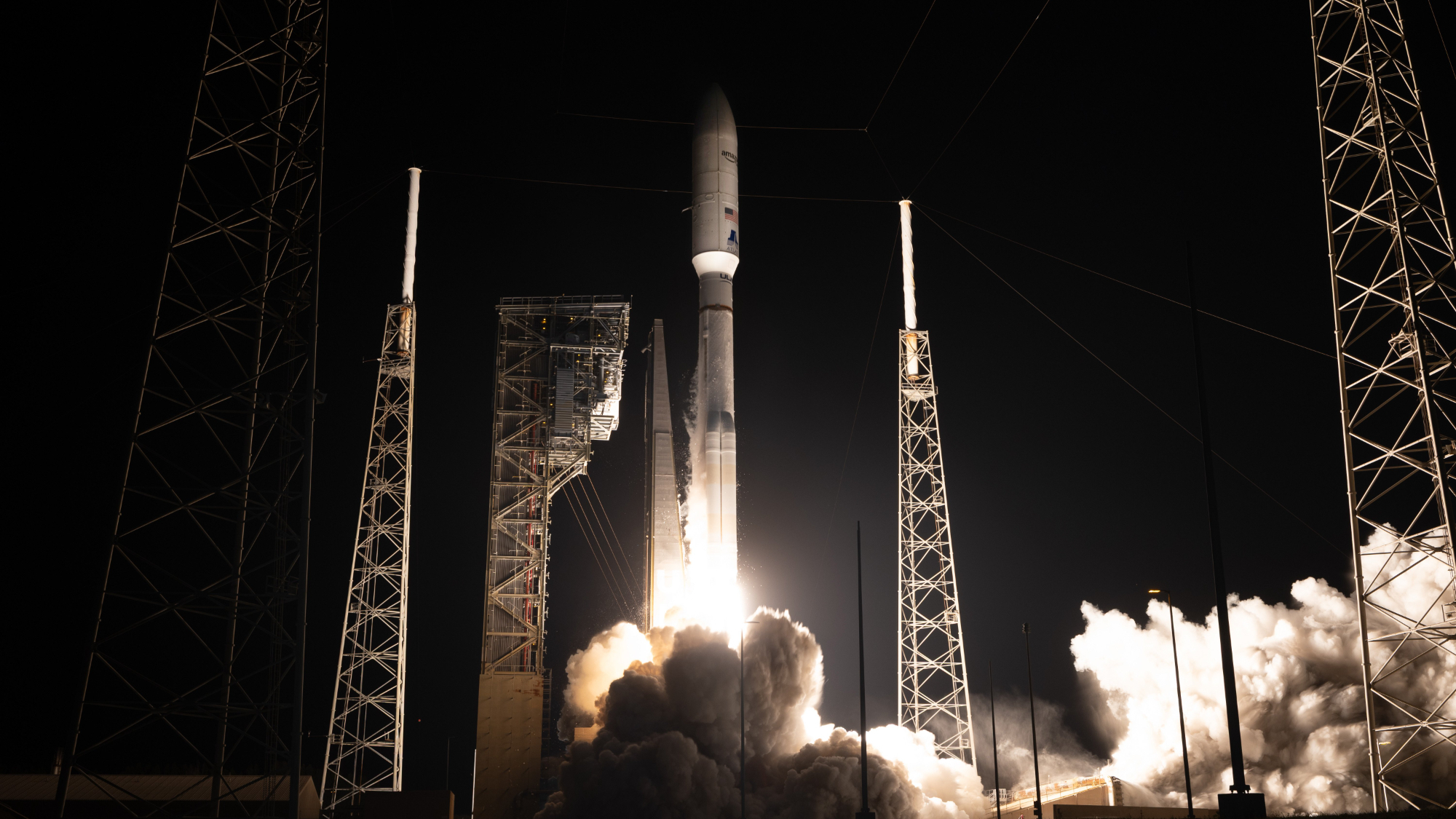 A United Launch Alliance Atlas V rocket launches 29 Amazon Leo satellites from Florida on April 4, 2026.