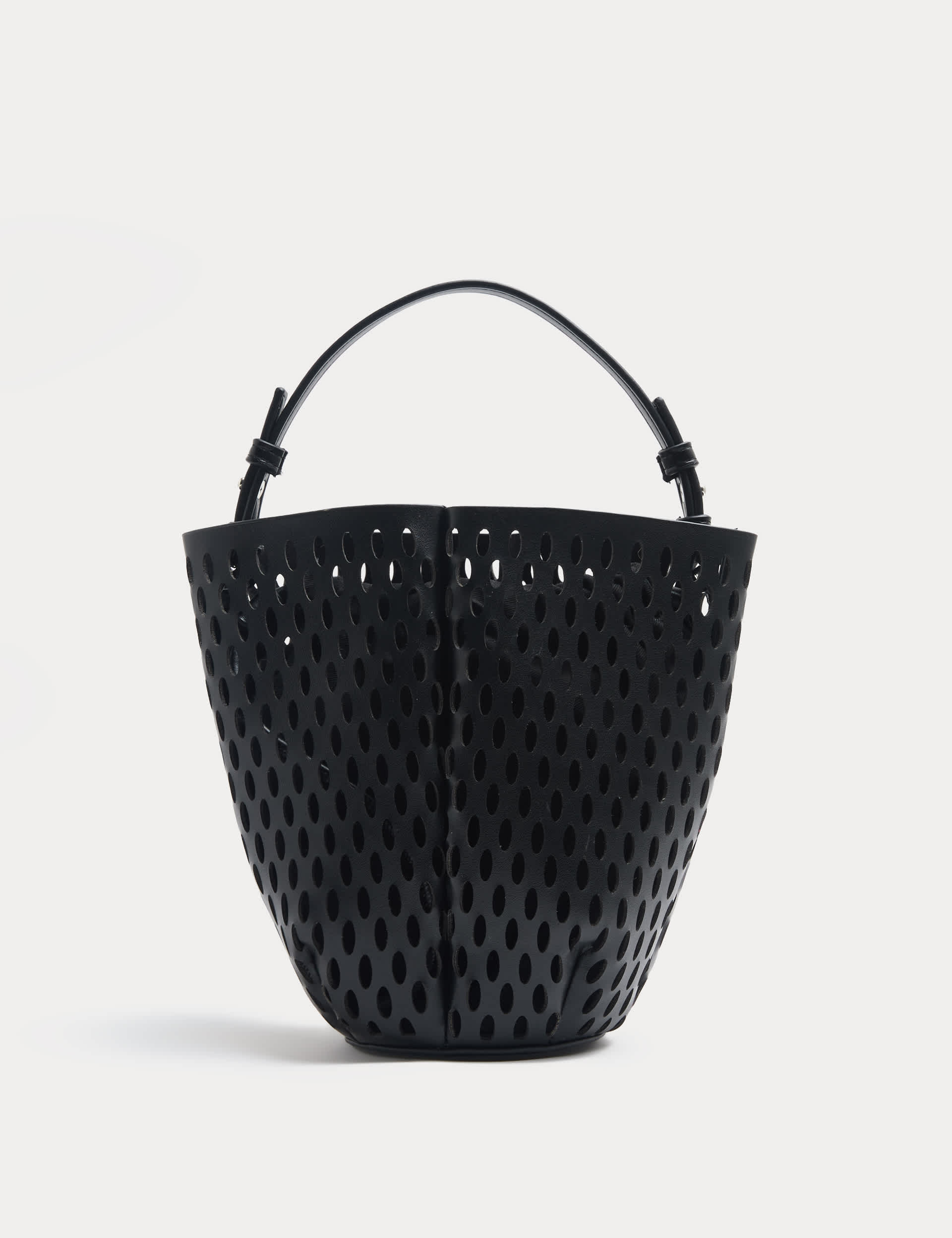 Faux Leather Laser Cut Tulip Bucket Bag Qt