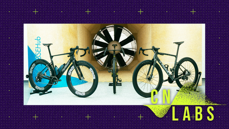 Gravel bikes in the wind tunnel with CN branding