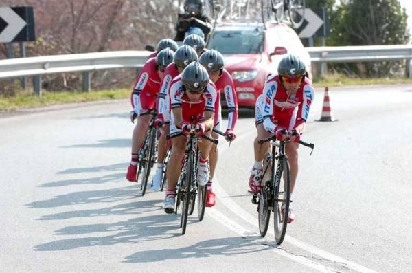 Katusha in action on the opening day of Tirreno-Adriatico.