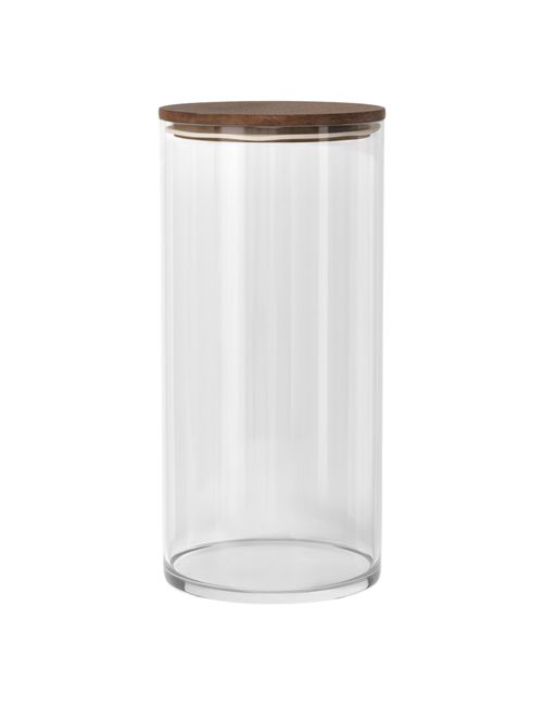Canister Dark Wood Top Tall Clear