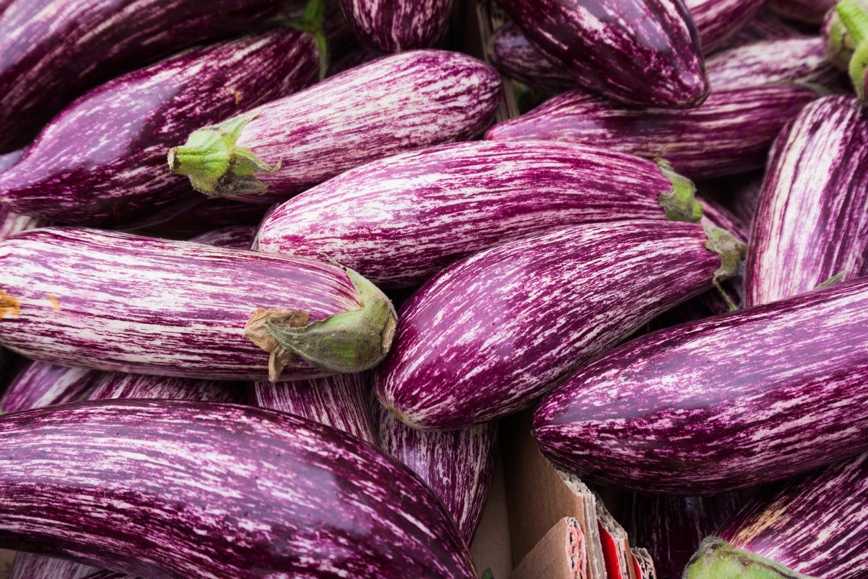 Pile Of Purple Graffiti Eggplants