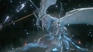 Promotional screenshot of Jill channelling the power of Shiva in Final Fantasy XVI