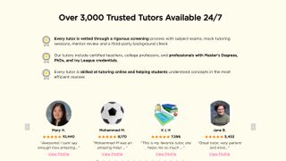 Tutor.com screenshot of tutor page