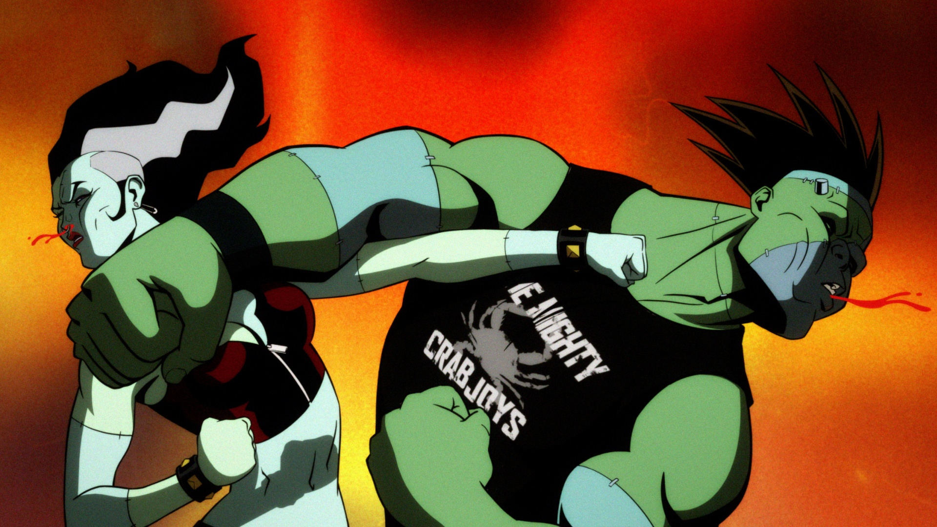 The Bride and Eric Frankenstein fighting in Creature Commandos