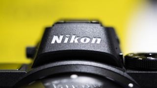 A close up of a Nikon camera