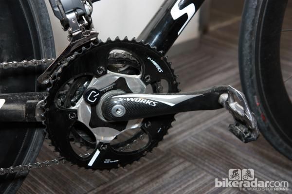 Spotted on Specialized director of advanced development Chris D'Aluisio was a new Quarq power meter option for Specialized's FACT carbon crankarms.