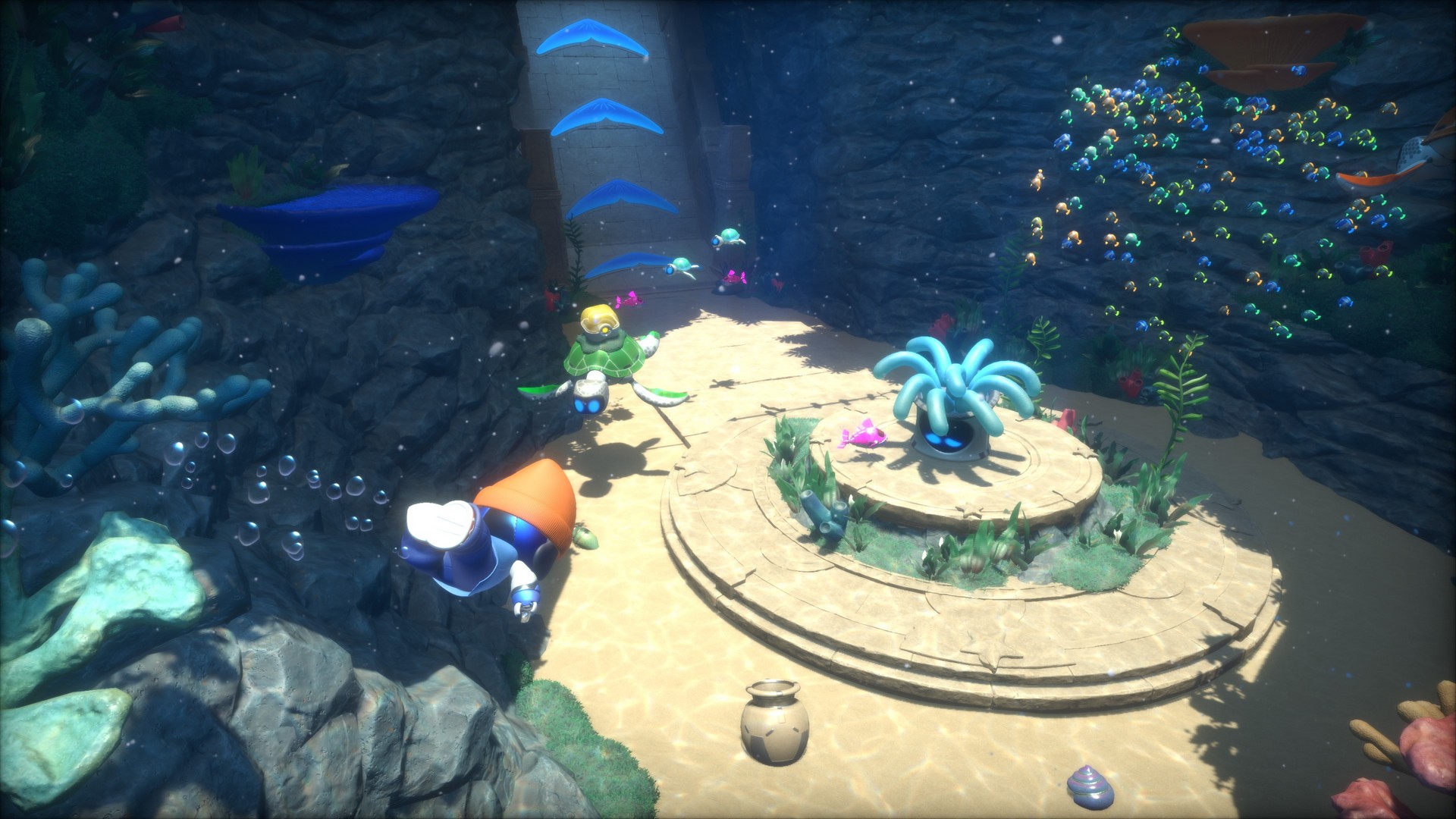 Astro swims underwater in Astro Bot