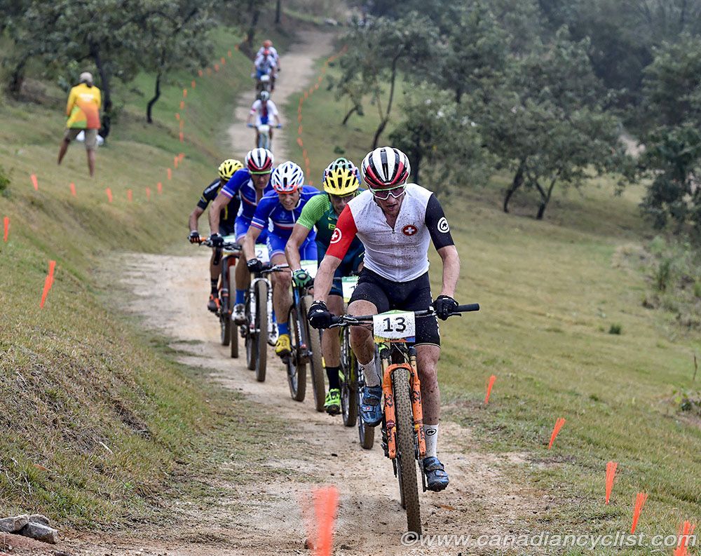 Mathias Fluckiger (Switzerand) leads the chasers