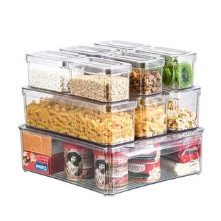 10 Pcs Stackable Refrigerator Organizer Bins With Lids Set, Plastic Fridge Organization and Storage Clear Containers, Bpa-Free Pantry Storage Bins for Food, Drinks, Vegetable Storage