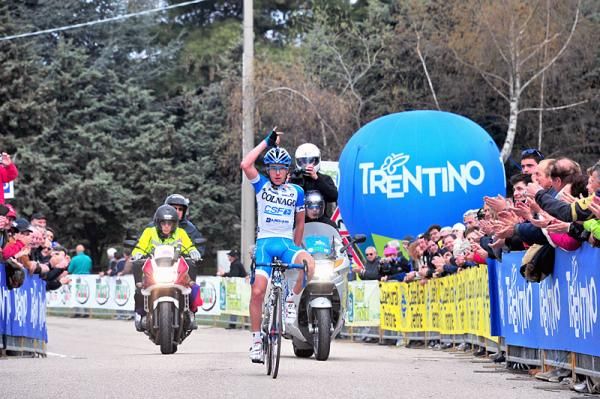 Domenico Pozzovivo (Colnago-CSF Inox) solos to victory in stage 3 at the Giro del Trentino.