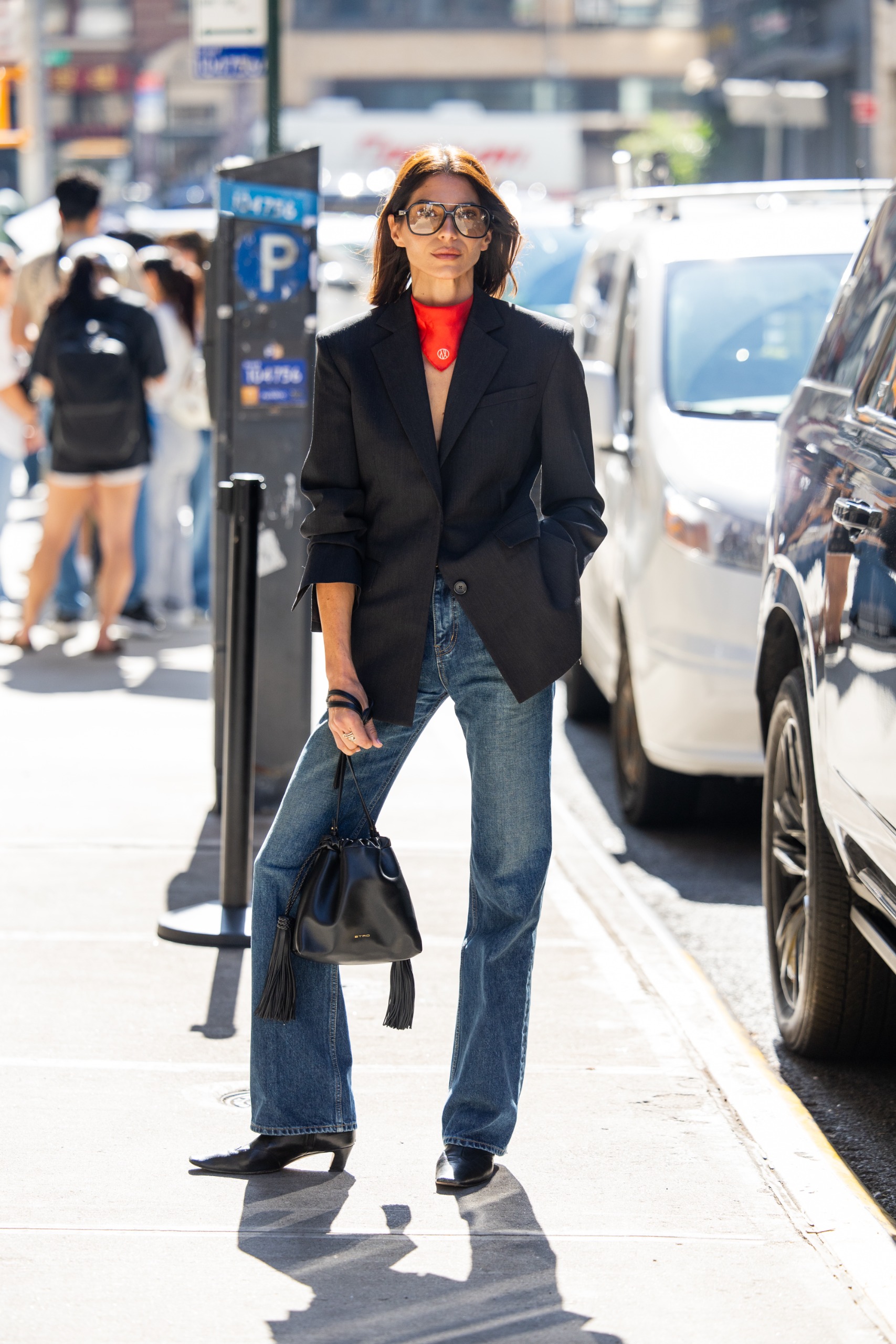 The red color trend on the street style scene at New York Fashion Week Spring/Summer 2027