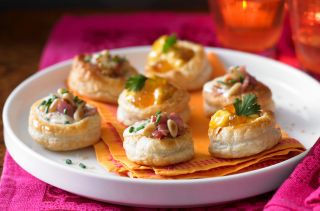 Cheese, bacon and coronation chicken vol-au-vents