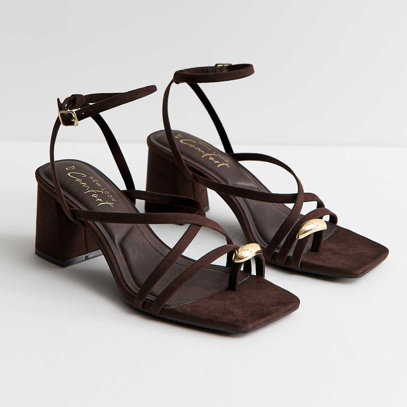 heeled toe ring sandals, new look