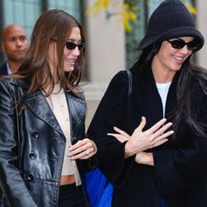 Hailey Bieber and Kendall Jenner were spotted in New York together wearing complementary fall outfits