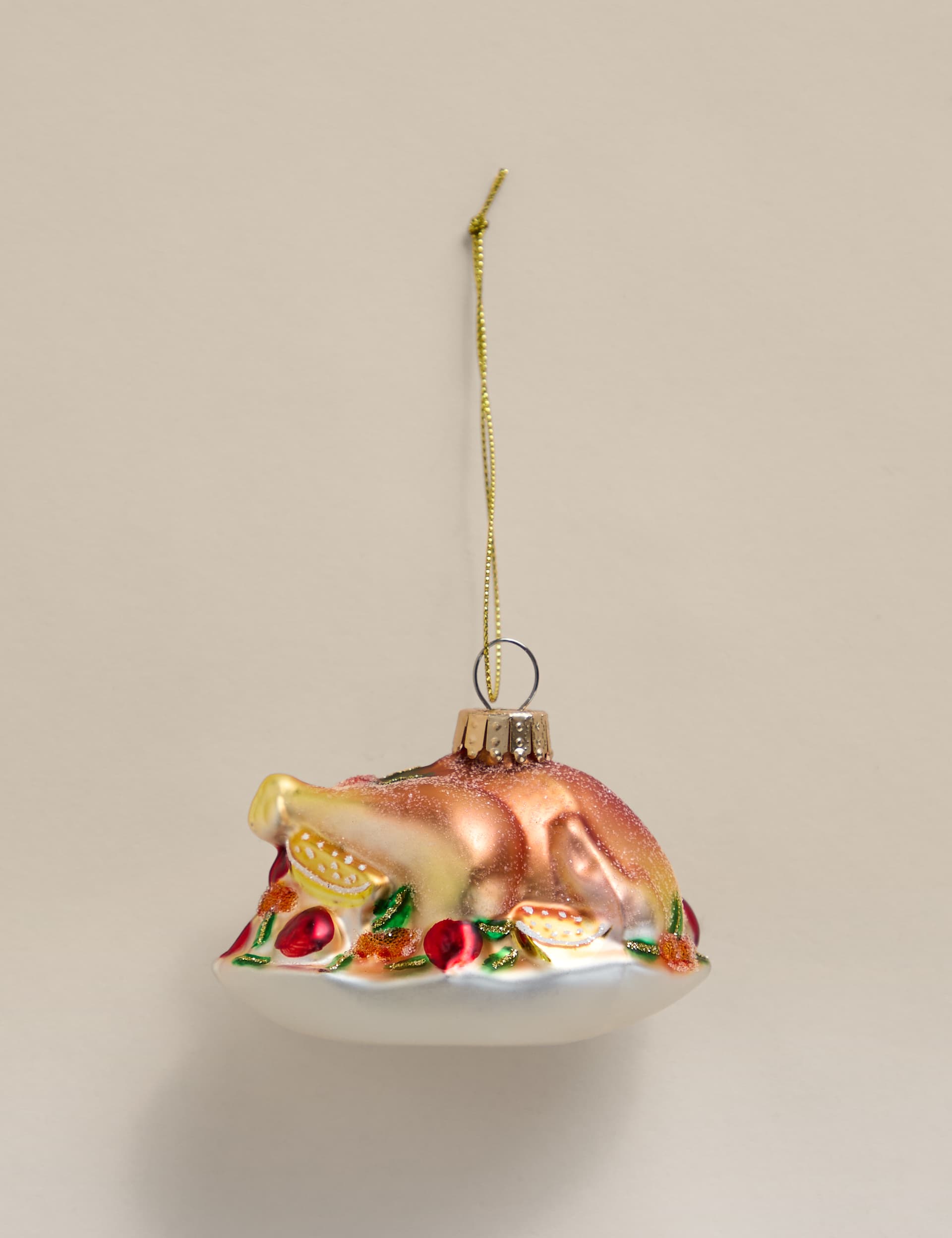 Roast Turkey Glass Hanging Decoration