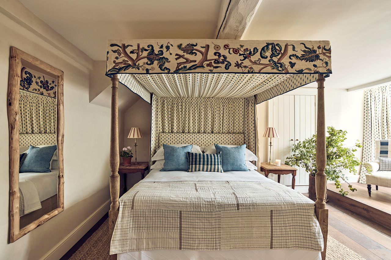 Rooms at The Bell in Charlbury, Oxfordshire, are decorated with crewelwork that has either been created or restored by Sarah King.