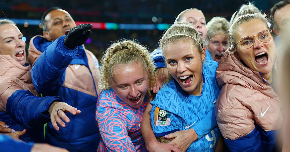 England are in a first World Cup final since 1966: Katie Robinson, Rachel Daly and teammates of England huddle with Sarina Wiegman, Manager of England, following the FIFA Women&#039;s World Cup Australia &amp; New Zealand 2023 Semi Final match between Australia and England at Stadium Australia on August 16, 2023 in Sydney, Australia.